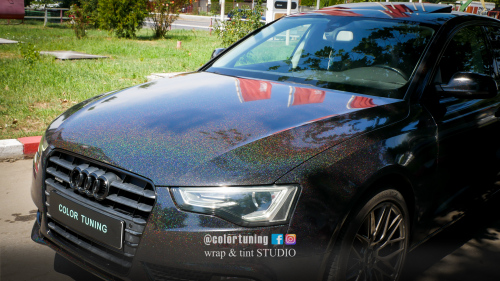 Audi A5 black galactic gold