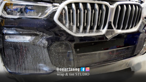 colantare bara fata BMW x6 cu folie protectie vopsea