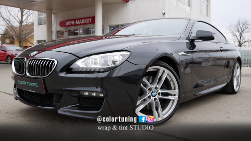 BMW seria 6 negru lateral stanga fata 