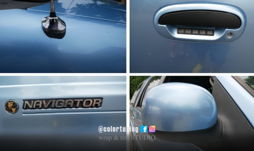Autocolant albastru metalizat