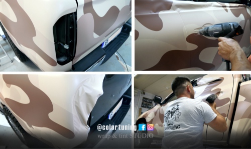 in timpul montajului autocolant camuflaj