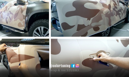 montaj autocolant camuflaj finisare mata
